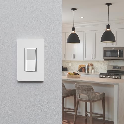 Lutron Claro Smart Light Switch for Caseta Lighting, for LED Lights, Fans, 5 Amp, Single-Pole/3-Way, Neutral Required, DVRF-5NSS-WH-2, White, 2 Pack