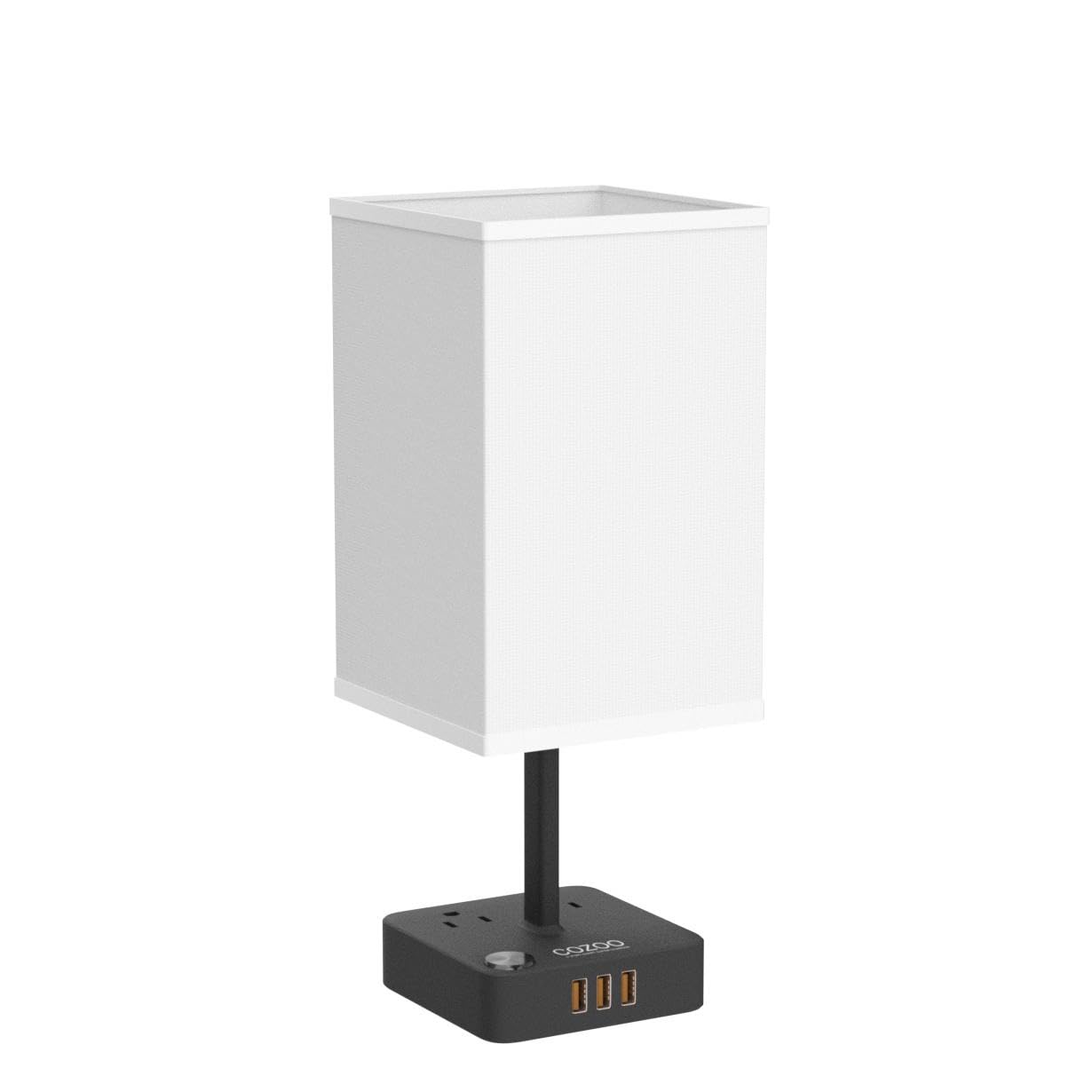cozoo Bedside Table Lamp with 3 Levels Brightness,Dimmable Table Lamp with USB C+A Charging Ports,2 AC Outlets,Nightstand Lamp White Shade,Touch Bedroom Lamp for Living Read Work