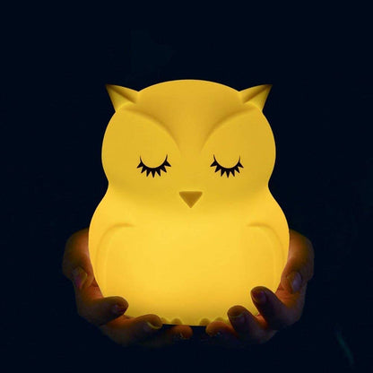 Tianhaixing Animal-Shaped Big Night Light for Children/Adults, Rechargeable LED Soft Silicone (BPA Free) Bedside Lamp, Adjustable Brightness and 9 Colors by Touch Control & Remote Control (Big Owl)