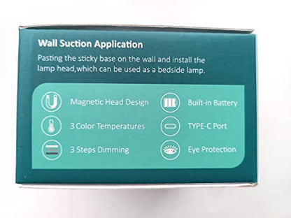 Coollamp LED Indoor Wall Lamp, Bedroom Wall Light with Warm/Natural/White Light, 3 Brightness Levels, Rechargeable Battery, Touch Control, 360 ° Rotate, Wall Lamp for Living Room Corridor Stairs