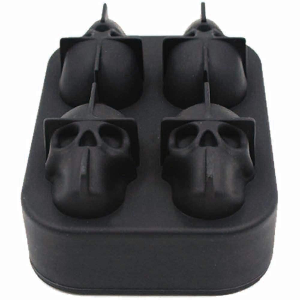 CHIYAN 3D Skull Silicone Ice Cube Mold - 2 Pack 1.9″ Easy Release Flexible Silicone Freezer Tray, Reusable Whiskey Ice Cubes Mold Skull for Party Cocktails Champagne and Drinks