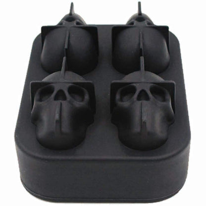 CHIYAN 3D Skull Silicone Ice Cube Mold - 2 Pack 1.9″ Easy Release Flexible Silicone Freezer Tray, Reusable Whiskey Ice Cubes Mold Skull for Party Cocktails Champagne and Drinks