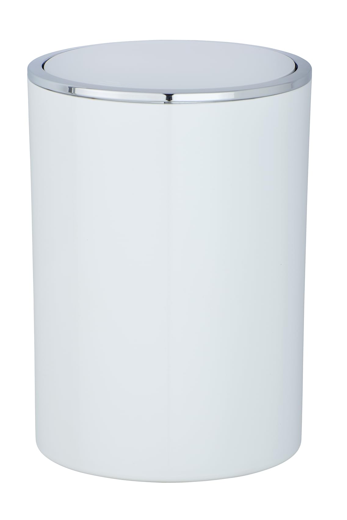 WENKO Inca Trash Can with Lid, Waste Bin with Swing Lid, Small Trash Can, Mini Trash Can, Small Garbage Can, Small Waste Basket, 1.3 Gal, Ø 7.28 x 10.04 in, White