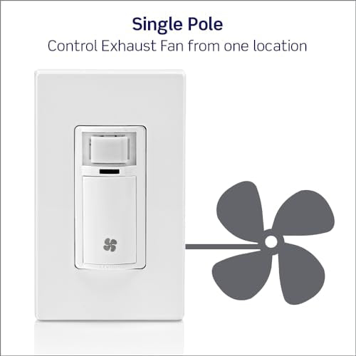 Leviton Humidity Sensor Switch for Bathroom Exhaust Fan, Automate Ventilation, Air Circulation, Moisture Control, ¼ HP, Single Pole, DHS05-1LW, White