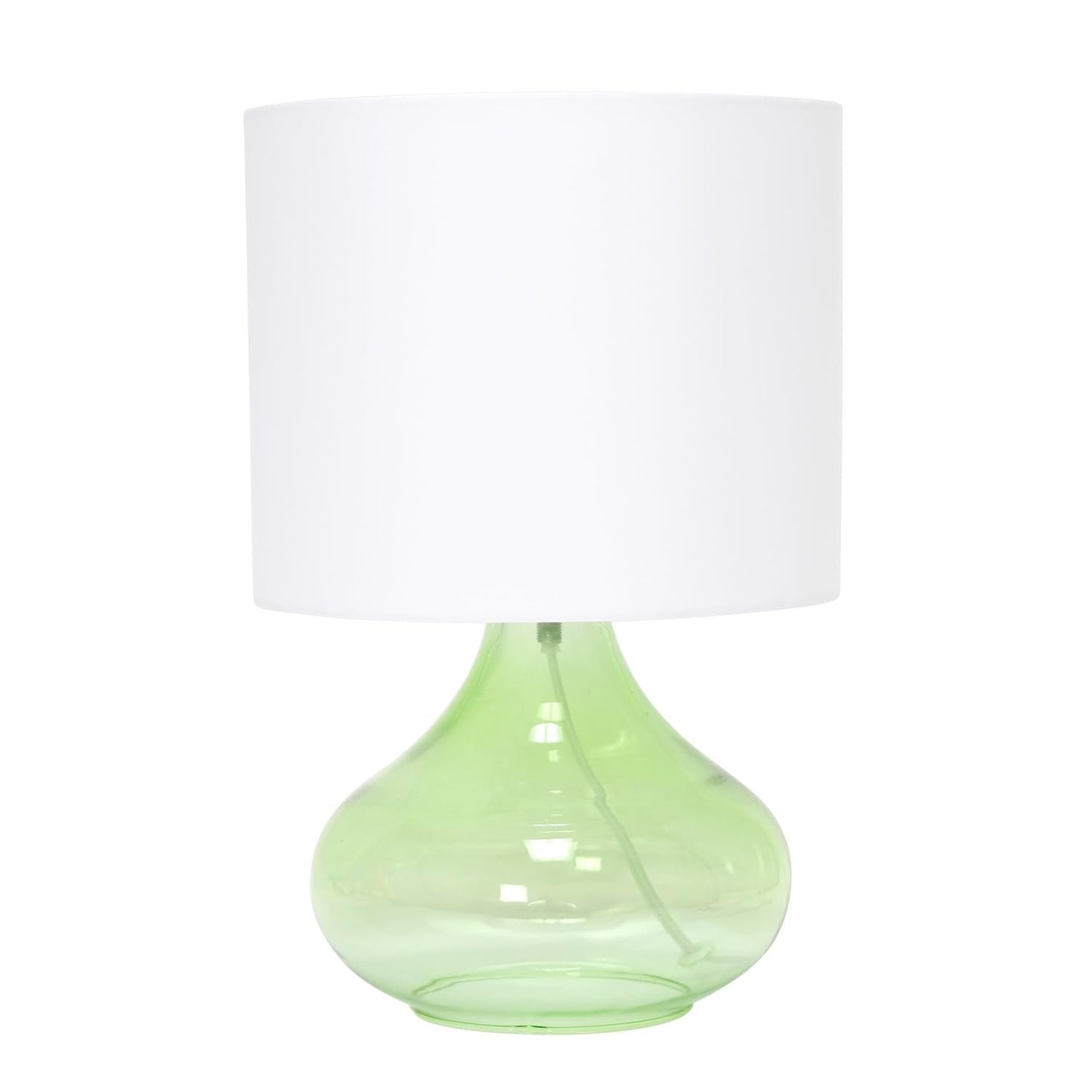 Simple Designs LT2063-GRW Glass Raindrop Table Lamp with Fabric Shade, Green with White Shade