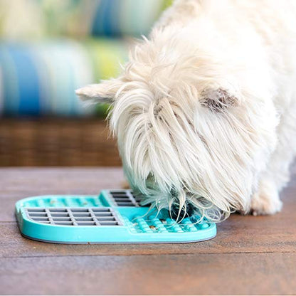 Lickimat Slomo, Dog Slow Feeders Lick Mat, Boredom Anxiety Reducer; Perfect for Food, Treats, Yogurt, or Peanut Butter. Fun Alternative to a Slow Feed Dog Bowl, Turquoise