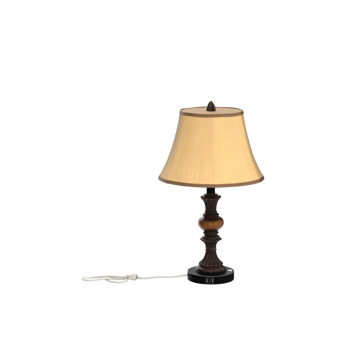 Touch Control Traditional Table Lamp Set of 2, Vintage Bedside Lamps with Dual USB Charging Ports, 3-Way Dimmable Bronze Finish Desk Lamps with Bell Shape Faux Silk Shade for Living Room, Bedroom