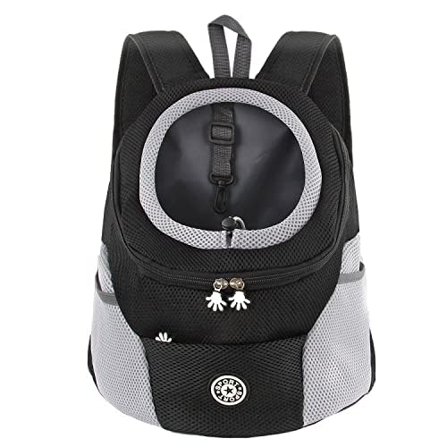 M MUNCASO Dog Carrier Backpack Small Pet Travel Bag Puppy Pet Front Pack with Breathable Head-Out Design and Waterproof Bottom Airline Approved for Outdoor Hiking Travel (M,Black)