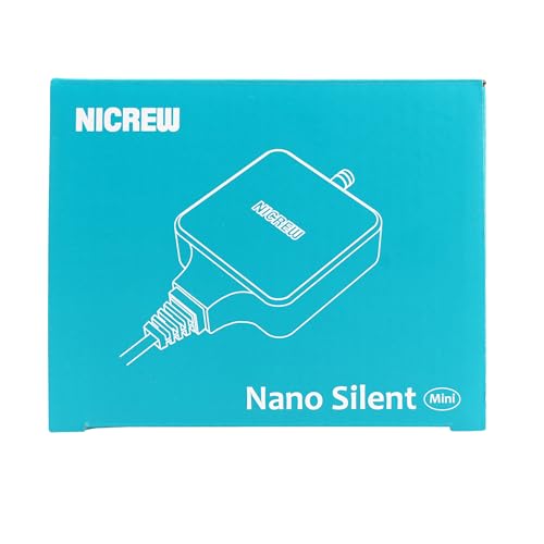 NICREW Air Pump Aquarium Ultra Quiet <33 dB, Nano Silent Mini Oxygen Pump up to 40 L, Accessories for Fish Tanks, 18 L/H, 1.5 W