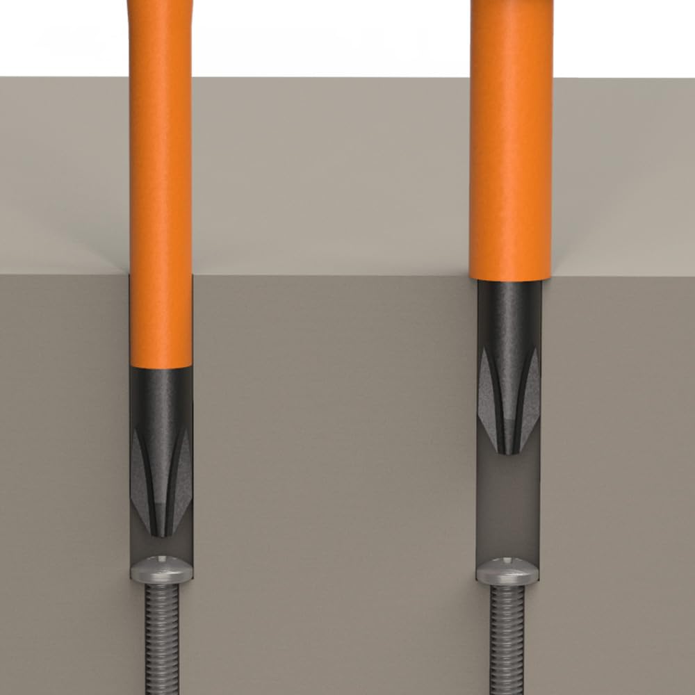Klein Tools 32288 Insulated Screwdriver, 8-in-1 Screwdriver Set with Interchangeable Blades, 3 Phillips, 3 Slotted and 2 Square Tips, Black/Orange