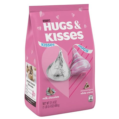 HERSHEY'S HUGS & KISSES Assorted Flavored, Valentine's Candy Bag, 21.4 oz