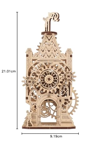 UGEARS Wooden Model Kits For Adults to Build - Old Clock Tower 3D Wooden Puzzles For Adults - Mechanical Engineering Gifts for Fathers Day - Medieval-Inspired 3D Puzzle Clock with Moving Part - 44 Pcs