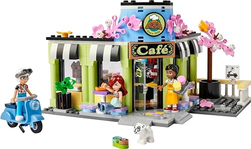LEGO Friends Heartlake City Café Toy for Kids, Bakery Building Set, Birthday Gift Idea for 6 Plus Year Old Girls and Boys, with 3 Mini-Dolls and a Dog Figure 42618