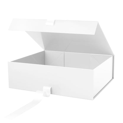 PACKHOME Mother's Day 17x14.5x5.5 Inches, Extra Large Gift Box with Lid, Magnetic Closure Boxes with Ribbon for Clothes and Large Gifts (Glossy White)