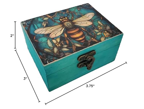 JB&C Premium Bee Trinket Box Small Jewelry Keepsake Box | Earrings Necklace Storage Box for Girls Women | Bee lovers Gift Idea, Animals Ornaments for Home Décor (3BES)