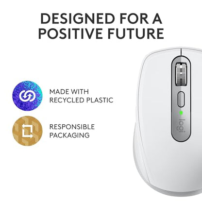 Logitech MX Anywhere 3S Compact Wireless Mouse, Fast Scrolling, 8K DPI Any-Surface Tracking, Quiet Clicks, Programmable Buttons, USB C, Bluetooth, Windows PC, Linux, Chrome, Mac - Rose