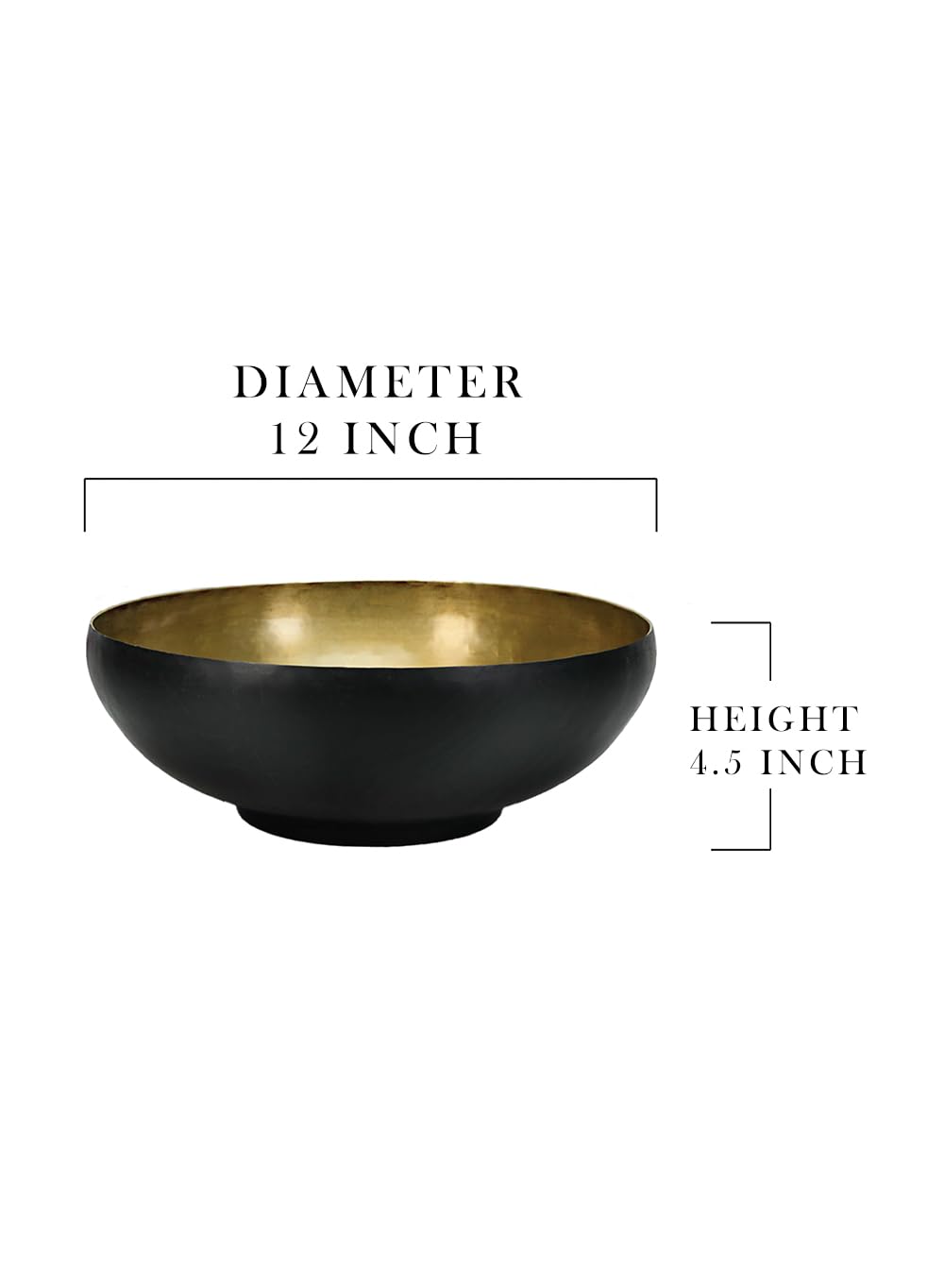 Serene Spaces Living Dual-Tone Black & Gold Aluminum Bowl with Brass Look, Elegant Décor for Fruit Display, Centerpiece, Modern Accent for Home & Events