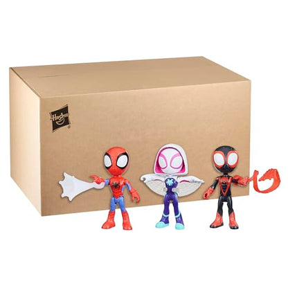 Spidey and his Amazing Friends 3-Pack, 4-Inch Scale Marvel Action Figures, Includes 3 Figures and 3 Accessories, Spider-Man, Ghost-Spider & Miles Morales (Amazon Exclusive)