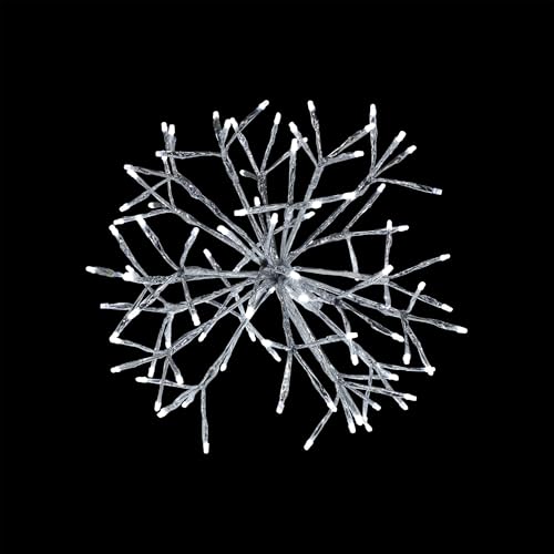 Alpine Corporation 16"H Indoor Holiday 3D Snowflake Hanging Ornament with LED Lights, White , Christmas Decoration