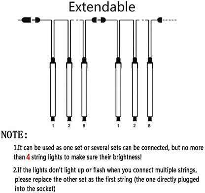 Purtuemy Christmas Lights Outdoor, Meteor Shower Lights 12 inch 8 Tubes LED Snow Falling Icicle for Christmas Decoration Tree Garden Wedding Party Holiday, White