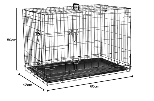 Cardys Dog Crate Puppy Pet Cage with 2 Doors Easy Clean Removable Plastic Tray Folding Metal Training Crate (Small 24''), black