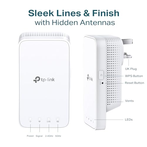 TP-Link RE300 AC1200Mbps WiFi Extender Booster Dual Band, EasyMesh, WiFi Booster Range Extender, Internet Booster, Access Point, Works with Any WiFi Router, App Control Easy Setup, UK Plug