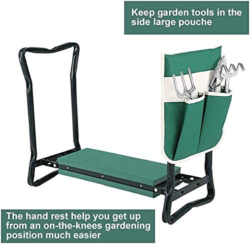 BESTHLS Garden Kneeler and Seat - Heavy Duty Folding Stool with Thick Pad, Tool Pouch, 330 lbs Capacity - Knee & Back Support, Perfect for Seniors, Women, Men