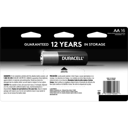 Duracell Coppertop AA Batteries with Power Boost Ingredients, 16 Count (Pack of 1) Long-lasting Alkaline Double AA Battery for Household and Office Devices