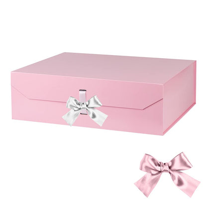 GoooodGift Extra Large Pink Gift Box 19x16x6 Inches, Gift Box with Ribbon Lid Magnetic Closure, Groomsman Proposal Box, Rectangle Collapsible Gift Boxes for Wedding Dress(Pink)