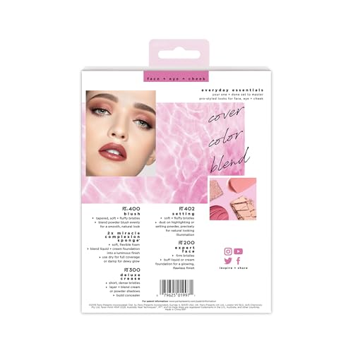 Real Techniques 5 Piece Everyday Essentials Makeup Brush Set, Includes 4 Brushes & Makeup Sponge, For Foundation, Blush, Bronzer, Contour, Eyeshadow, & Powder, Travel Gift Set, Cruelty-Free & Vegan