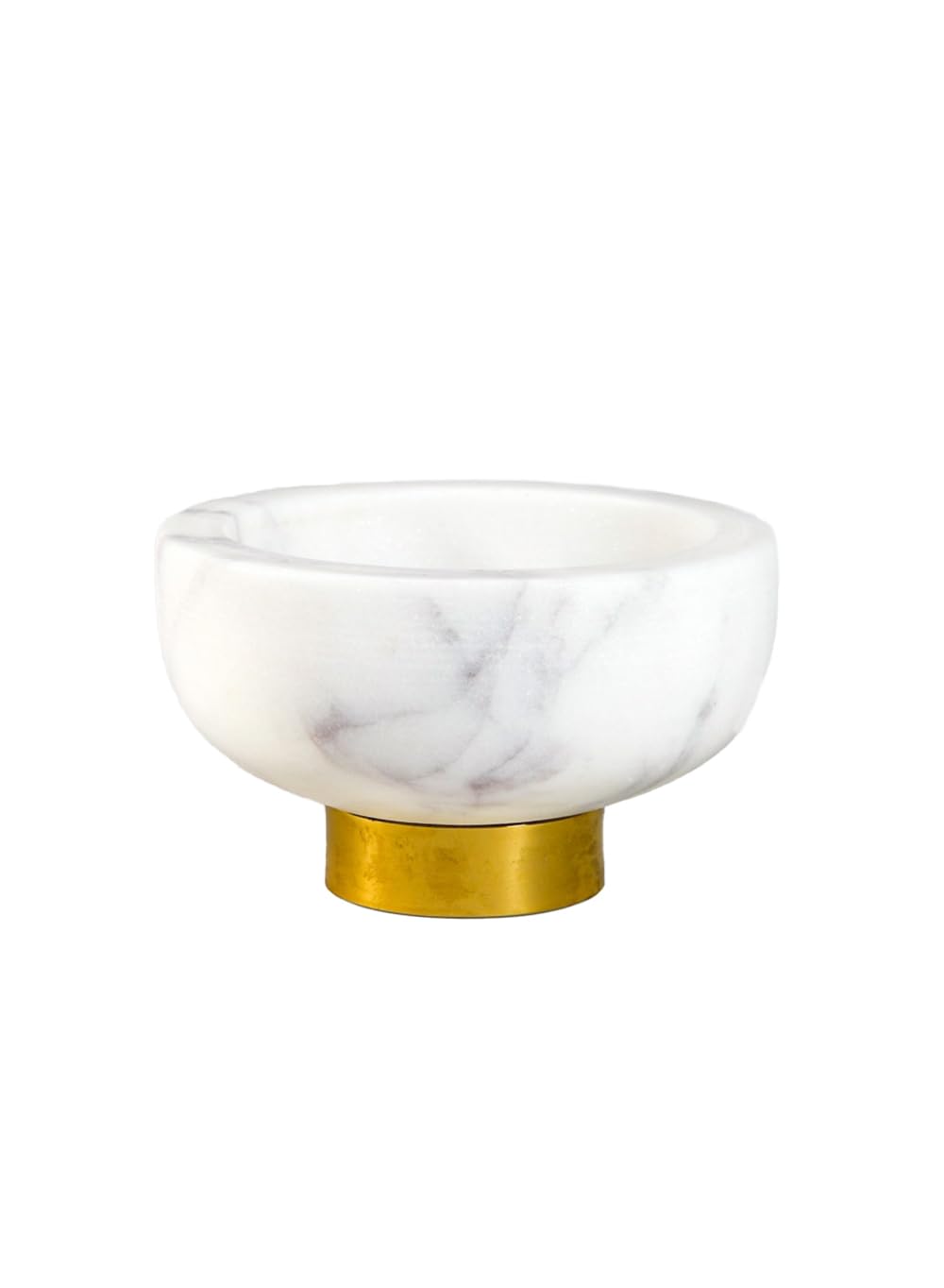 Serene Spaces Living White Marble Bowl with Brass Ring, Decorative Multi-Purpose Bowl - Use as Centerpiece Bowl, Fruit Bowl, Single