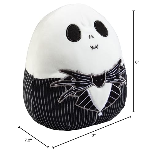 Squishmallows Original 8-Inch Jack Skellington - Nightmare Before Christmas - Official Jazwares Plush - Collectible Soft & Squishy Stuffed Animal Toy - Gift for Kids, Girls & Boys