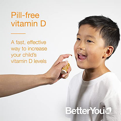 BetterYou Vitamin D 400 IU Junior Daily Oral Spray, Pill-Free Vitamin D3 Supplement for Children, 3-Month Supply, Made in The UK, Natural Peppermint Flavour (Pack of 2)