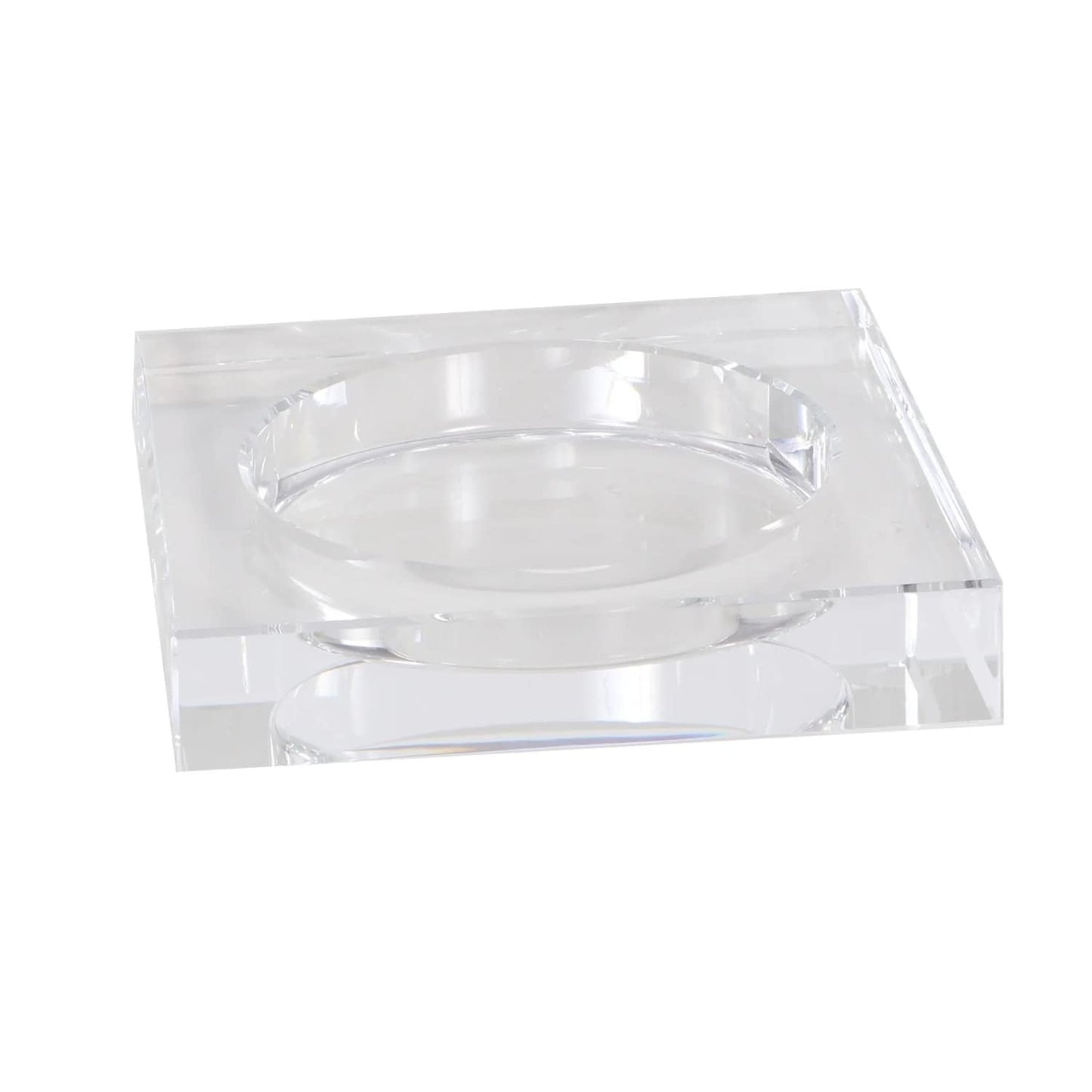 Crystal Candle Dish — by Alice Lane Home Collection — Size Small — Clear K9 Crystal Design — Smooth, Round Cutout is Perfect for Your Favorite Candle or Diffuser — Centerpiece with Elevated Style