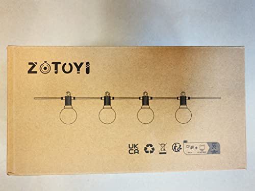 ZOTOYI LED Outdoor String Lights Mains Powered, 50Ft Waterproof IP65 Garden String Lights, 25+2 G40 Globe Bulbs(2 Spare), Shatterproof Festoon Lights for Outside Bistro Backyard Party Cafe