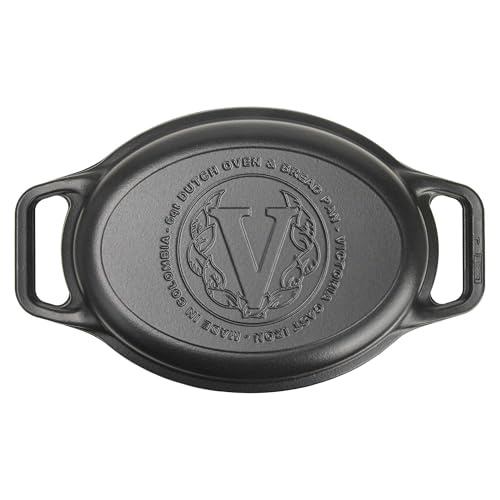 Victoria Dutch Oven Pot and Pan Induction Enamelled Cast Iron 31 cm Oval, Set of 2 Cocotte 5.7 L, PTFE and PFOA Free, Suitable for Fire, Barbecue, Oven, Ceramic Hob, Gas