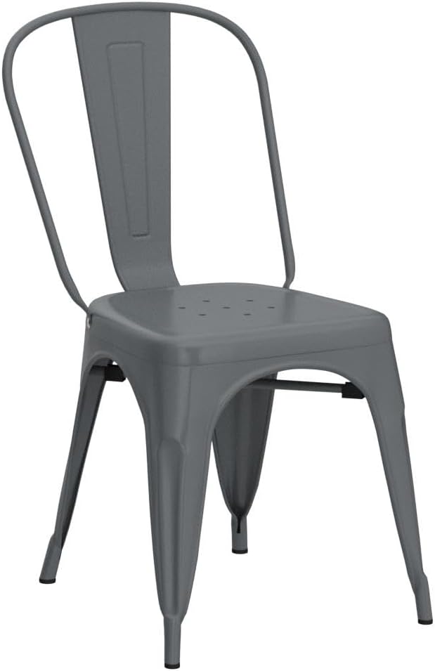 FDW Dining Chairs Set of 4 - Indoor/Outdoor, Metal, 18 Inch Seat Height, 330LBS Weight Capacity, Stackable, Restaurant & Bar Chairs