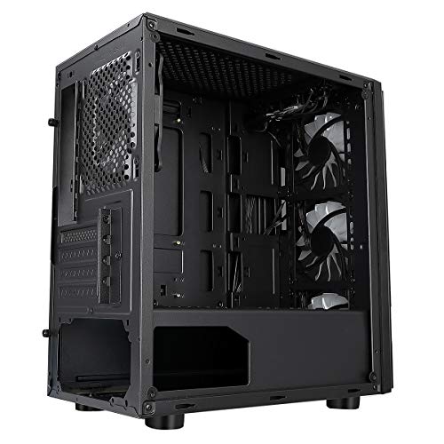 CiT Flash ARGB PC Gaming Case, Micro-ATX, 4 x 120mm ARGB Rainbow Fans Included, Tempered Glass, LED Button, 8 Fan Support, Water-Cooling Ready | Black