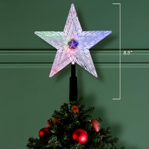 Kurt Adler LED Color-Changing Light Star Treetop, 8.5-Inch