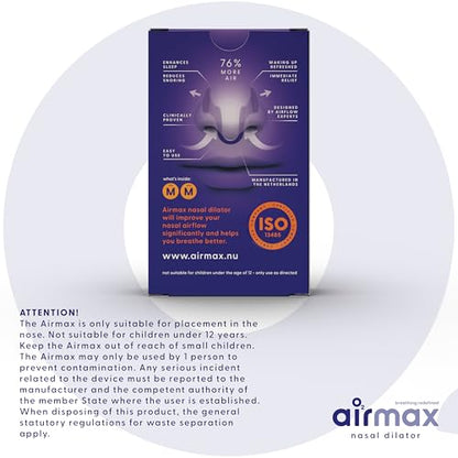 Air Max Nasal Dilator | Anti Snore Devices for Men and Women | 2 Pack Medium | 76% More air for Better Breathing, Sleep aid & snoring Relief | Reusable