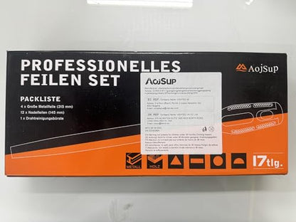 AojSup 17Pcs Metal File Set, Professional Files Tools, Premium Metal Files with Suitcase, 4X Large Files - Flat/Triangle/Half-Round/Round File&12x Needle Files, Perfect for Wood, Metal&DIY Project