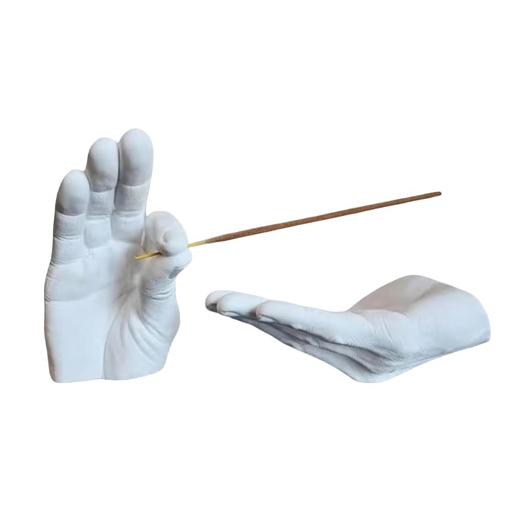Hand Statues Incense Holder - Incense Burner Ash Catcher, Handcrafted Incense Stick Holder with Ash Catcher, Artisan Incense Burner for Meditation & Yoga (White)