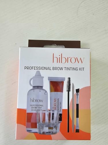 Hi Brow Professional Tinting Kit - Eyebrow Dye Full Size Set - 15ml Tint, 50ml Tint Developer, Glass Mixing Dish, Dual End Brush, Mascara Wand, Orange Wood Stick (Dark Brown)