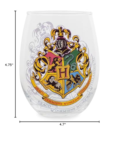 Silver Buffalo Harry Potter Hogwarts Crest Stemless Glass w/Display Box, 20 Ounces