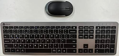 Wireless Keyboard and Mouse Set, iClever Keyboard and Mouse Rechargeable Full Size with Numeric Keypad, Energy Saving 2.4G USB Ultra Slim Silent Wireless Keyboard for Mac OS/Windows/Computer/Laptop