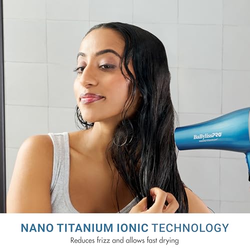 Nano Titanium 2000-Watt Blow Dryer with Concentrator Nozzle, Professional Grade Ionic Corded Styling Tool for Hair