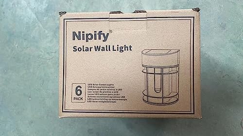 nipify Solar Fence Lights Outdoor Garden, 6 Packs LED Retro Solar Wall Lights Outdoor Waterproof, Auto On/Off Fence Lights Solar Powered for Patio Decking Gate Yard Stair Decoration(Warm White)