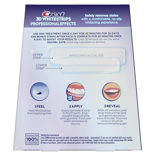 Crest 3D Whitestrips Professional Effects, Whitestrip 3D White, Teeth Whitening Strip Kit, 44 Strips (22 Count Pack), Crest Teeth Whitening Strips, Teeth Whitening Kit