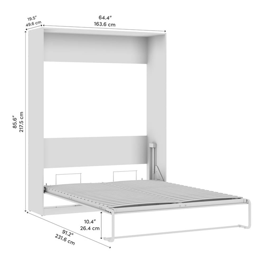 Pemberly Row Modern Queen Murphy Bed, Engineered Wood, White Finish, 85.63H x 64.41W x 91.16D, Dual Piston System, Fold Down Wall Bed, Space Saving Design, Bedroom Furniture