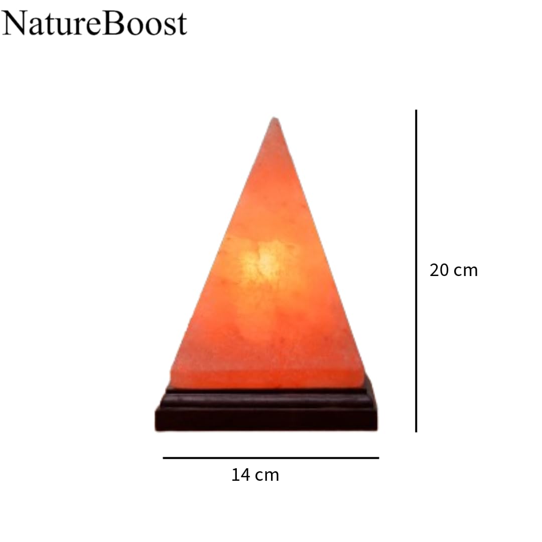 NB Himalayan Pink Salt Pyramid Lamp – Hand-Carved Crystal Rock Salt Lamp with Dimmer Switch & 2 Bulbs – Natural Wellness Light from Pakistan – Amber Glow for Home, Office & Meditation Space